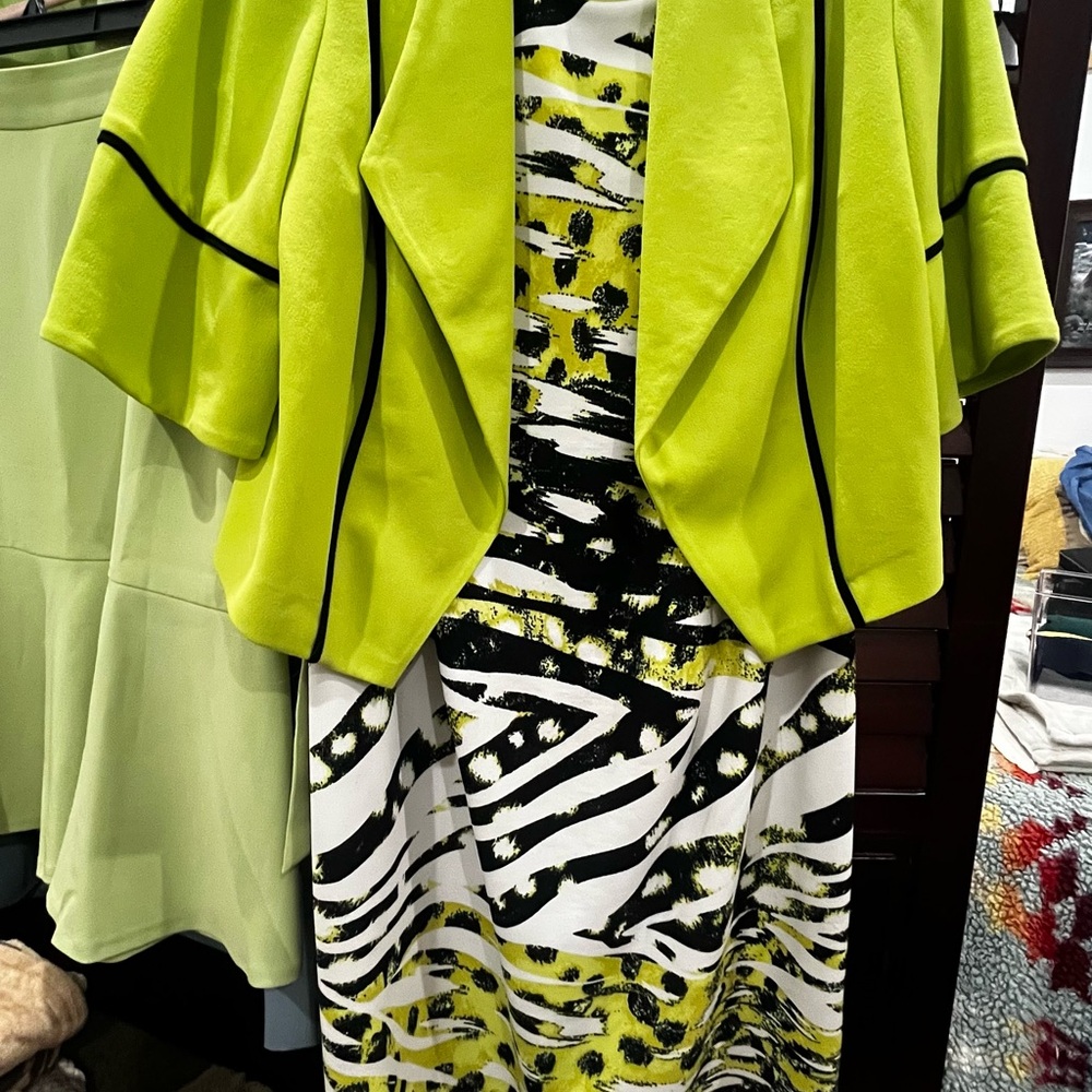 Chic Lime and Black Women's Dress and Blazer